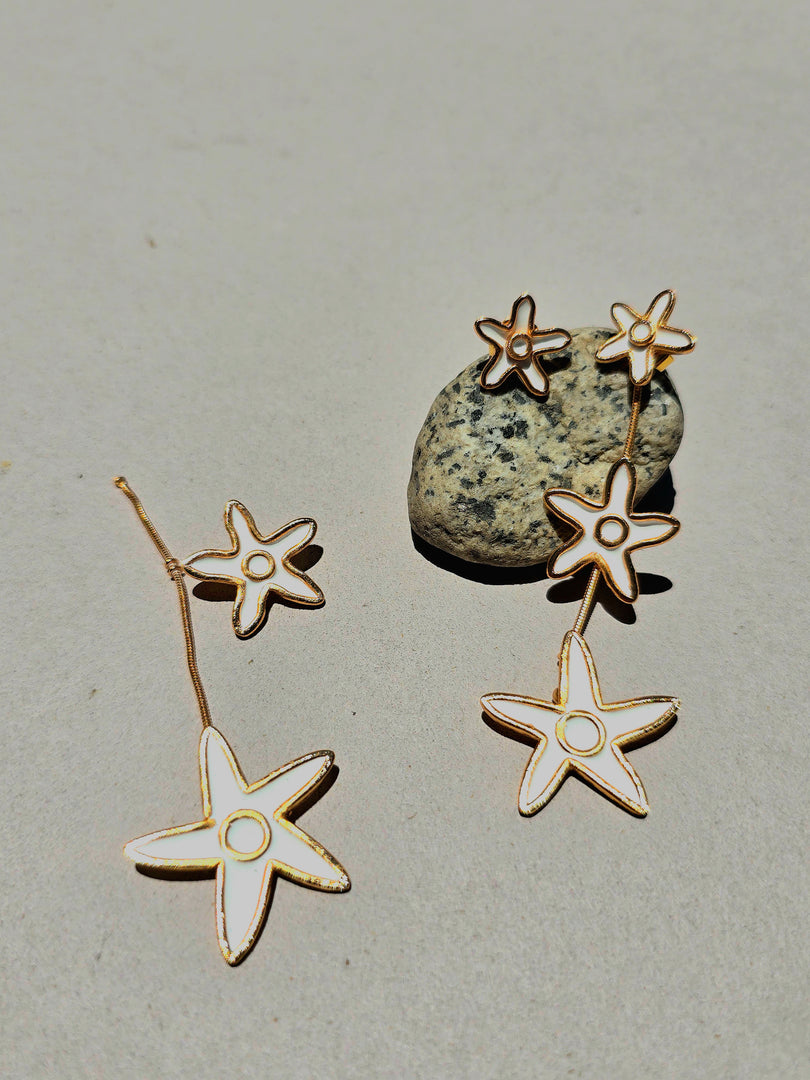 Lw Aretes Madalina blanco - Tres con detalles de fabricación