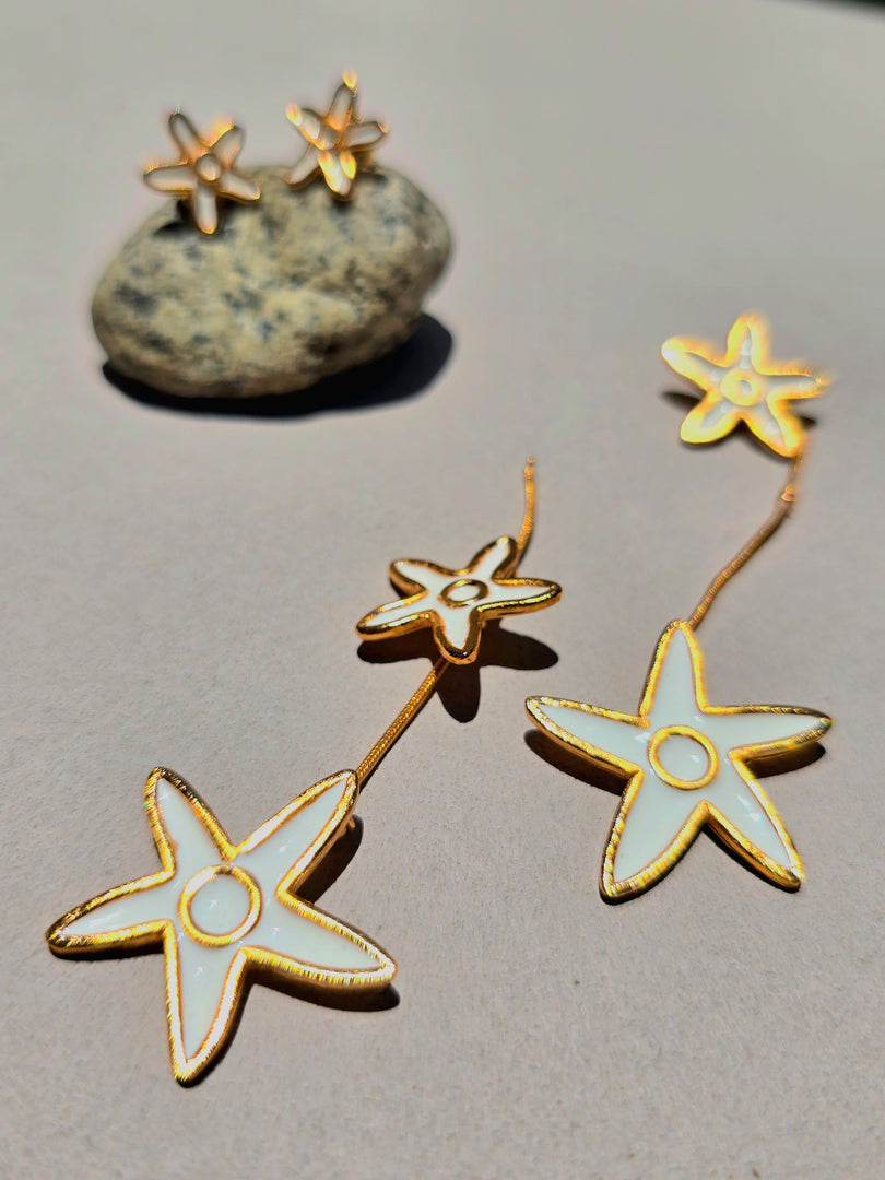 Lw Aretes Madalina blanco - Tres con detalles de fabricación